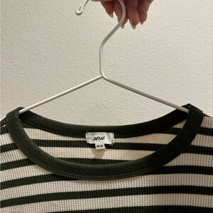 Aerie women's medium striped green and white ribbed long sleeve